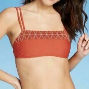 Xhilaration Burnt Orange Bralette Bikini Top Size L NWT